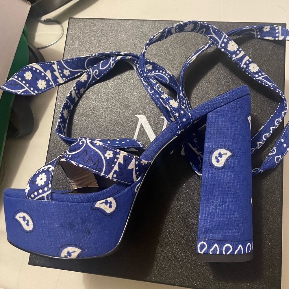 Blue Bandana Heels
